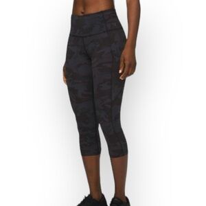 Lululemon Fast and Free Crop 19" Non-Reflective Incognito Camo Multi Grey Size 4